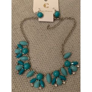 NWT turquoise silver necklace and earring set